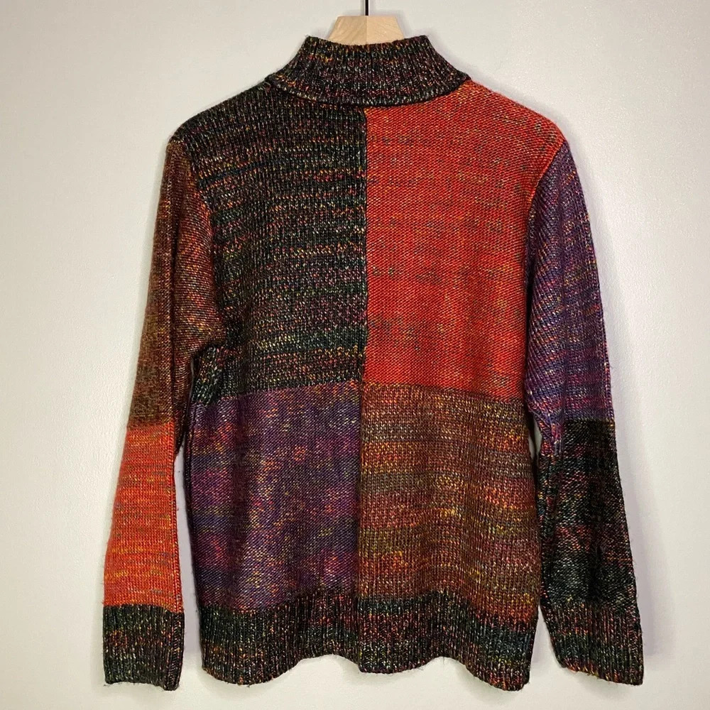 Vintage colorblock zipper cardigan coldwater creek sweater colorful medium fall - Picture 7 of 13